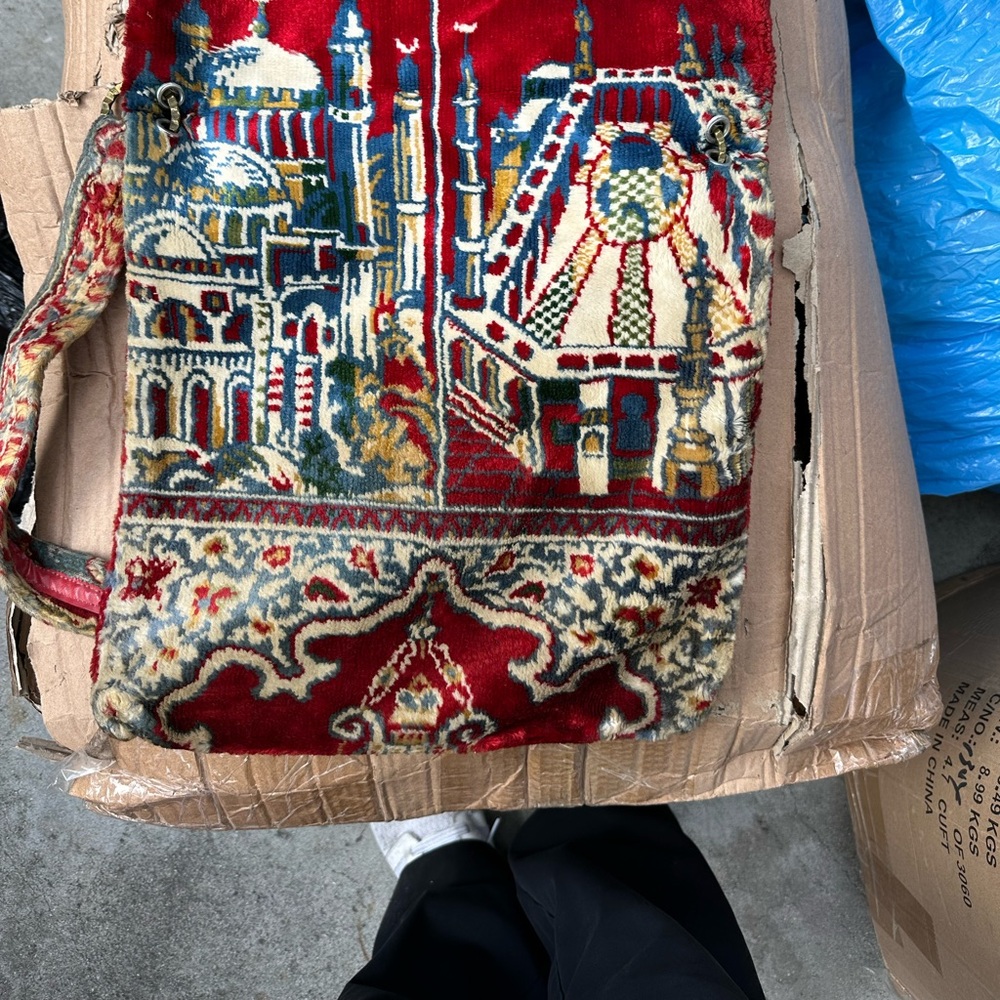 Vintage Tapestry Shoulder Bag in Red